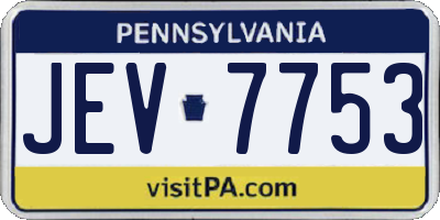 PA license plate JEV7753