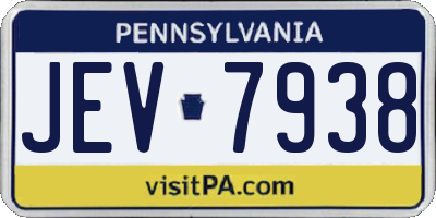 PA license plate JEV7938
