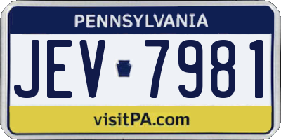 PA license plate JEV7981