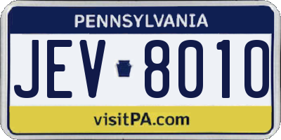 PA license plate JEV8010
