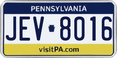PA license plate JEV8016