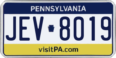PA license plate JEV8019