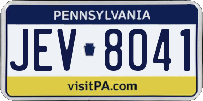 PA license plate JEV8041