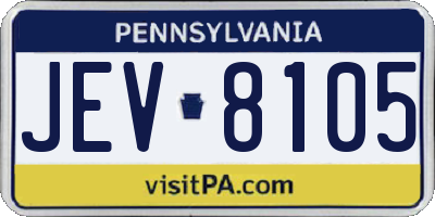 PA license plate JEV8105
