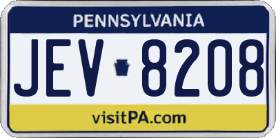 PA license plate JEV8208
