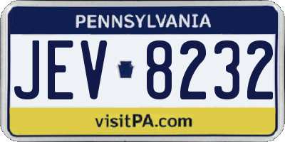 PA license plate JEV8232