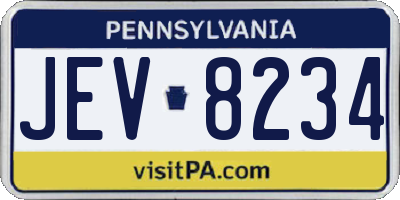 PA license plate JEV8234