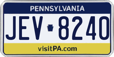 PA license plate JEV8240