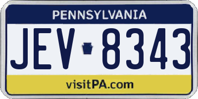PA license plate JEV8343