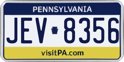 PA license plate JEV8356