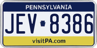 PA license plate JEV8386