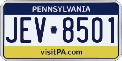 PA license plate JEV8501