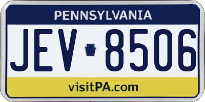 PA license plate JEV8506