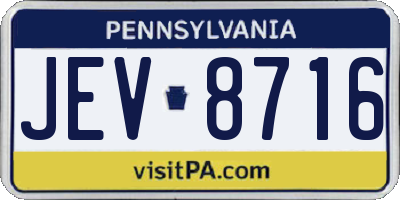 PA license plate JEV8716