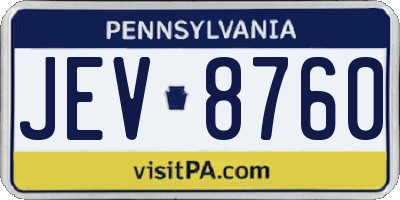 PA license plate JEV8760