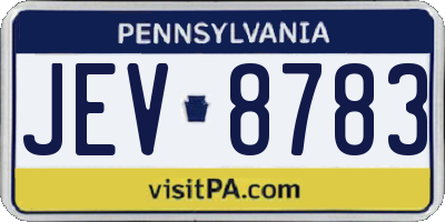 PA license plate JEV8783