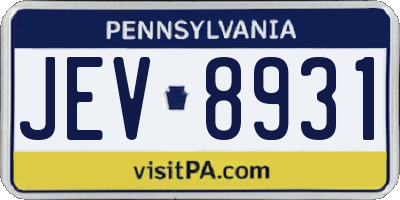 PA license plate JEV8931
