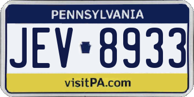 PA license plate JEV8933