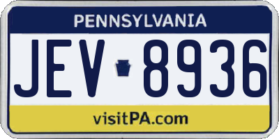 PA license plate JEV8936