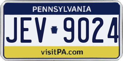 PA license plate JEV9024