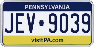 PA license plate JEV9039