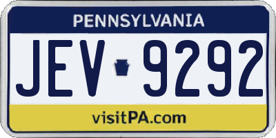 PA license plate JEV9292