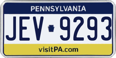 PA license plate JEV9293