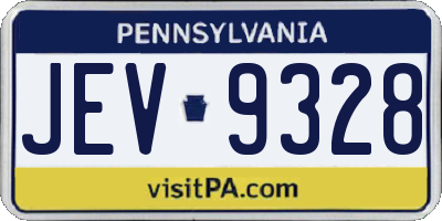 PA license plate JEV9328