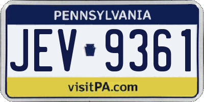 PA license plate JEV9361
