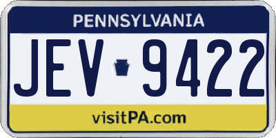 PA license plate JEV9422