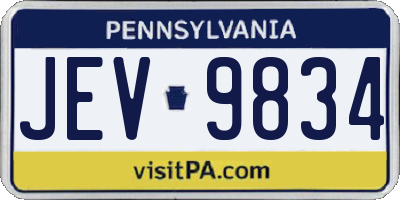 PA license plate JEV9834