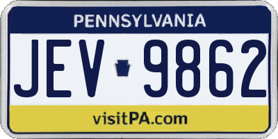 PA license plate JEV9862