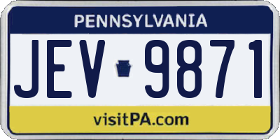 PA license plate JEV9871