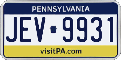 PA license plate JEV9931