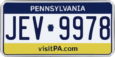 PA license plate JEV9978