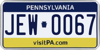 PA license plate JEW0067