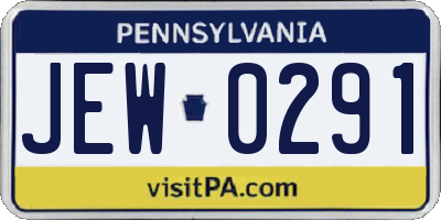 PA license plate JEW0291