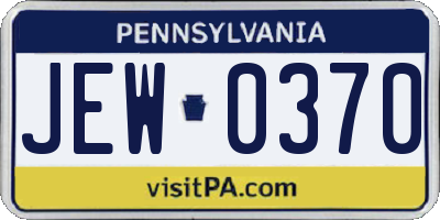 PA license plate JEW0370
