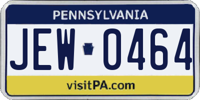 PA license plate JEW0464