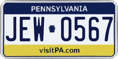 PA license plate JEW0567