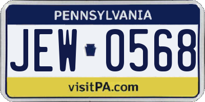 PA license plate JEW0568
