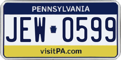 PA license plate JEW0599