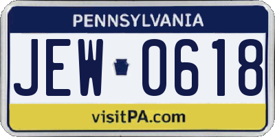 PA license plate JEW0618