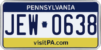 PA license plate JEW0638