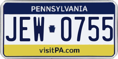 PA license plate JEW0755