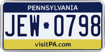 PA license plate JEW0798