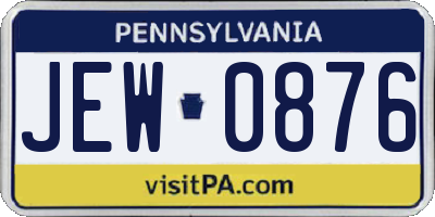 PA license plate JEW0876