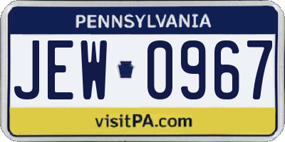 PA license plate JEW0967