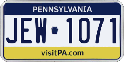PA license plate JEW1071