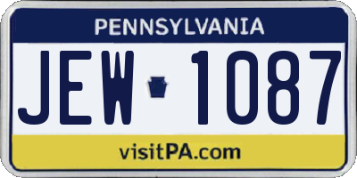 PA license plate JEW1087